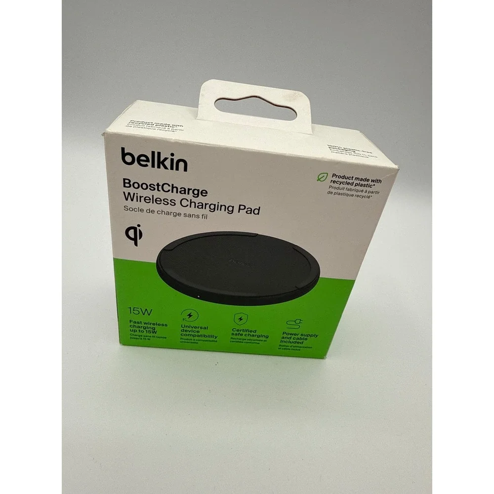 Belkin BoostCharge Wireless Charging Pad‎ Unisex OS Black New 15W Qi WIA012